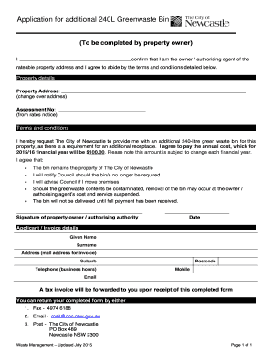Application for Additional 240L Greenwaste Bin
