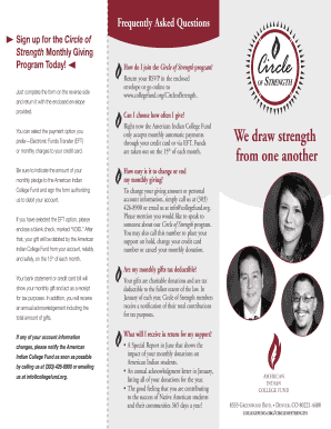 Circle of Strength Monthly Giving Program Enrollment Form