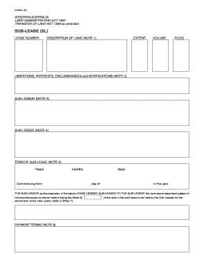 Western Australia Sub-Lease Form L2C