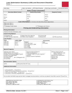 Loan Submission Summary and Document Checklist