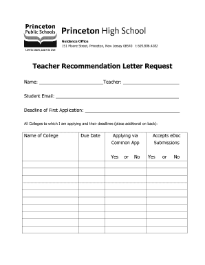 Teacher Recommendation Letter Request