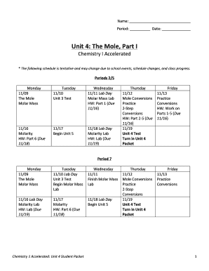 Chemistry Unit 4 Student Packet