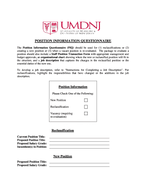 Position Information Questionnaire
