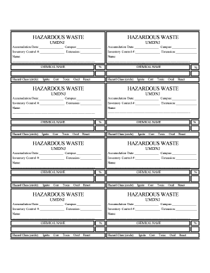 Hazardous Waste Accumulation Form