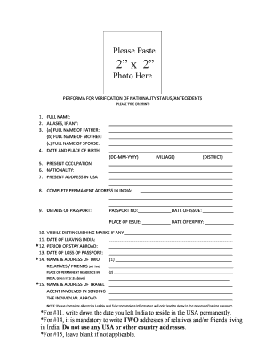 Performa for Verification of Nationality Status