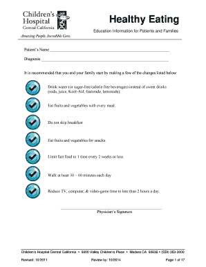 Healthy Eating Education Form