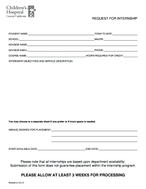 Request for Internship Form