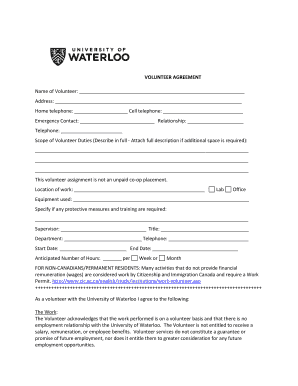 University of Waterloo Volunteer Agreement