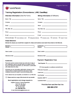 Litigation Services Training Registration Form