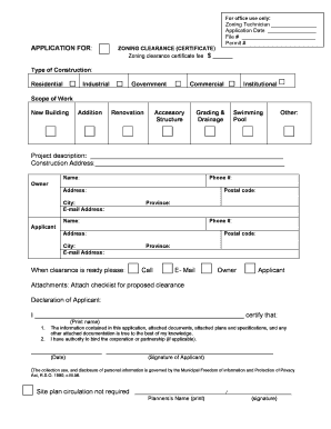 Zoning Clearance Application
