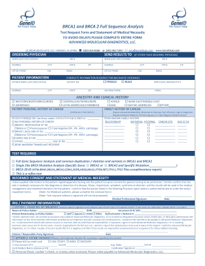 BRCA1 and BRCA2 Full Sequence Analysis Test Request Form