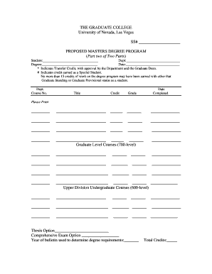 University of Nevada Las Vegas Masters Degree Program