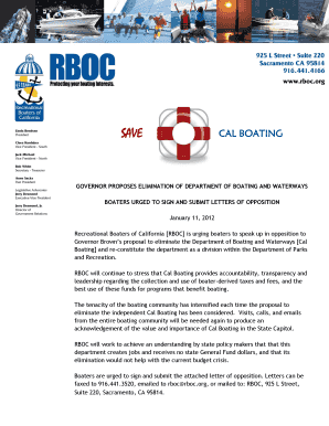California Boating Opposition Letter