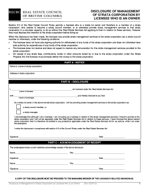 Disclosure of Strata Management by Licensee Owner