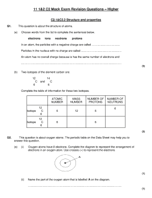 C2 Mock Exam Revision Questions – Higher