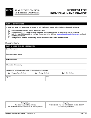 Request for Individual Name Change