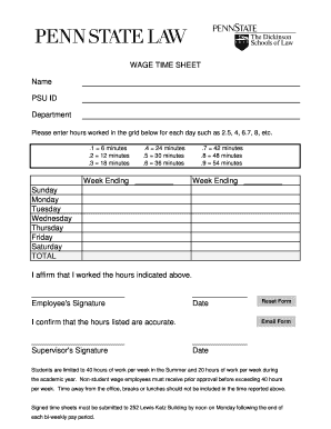 Wage Time Sheet