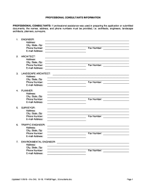Professional Consultants Information Form