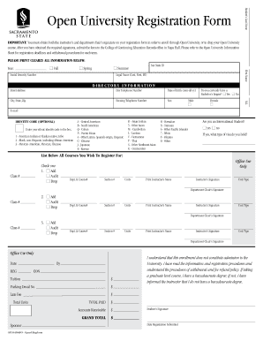 Open University Registration Form