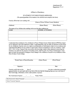 Affidavit of Residency