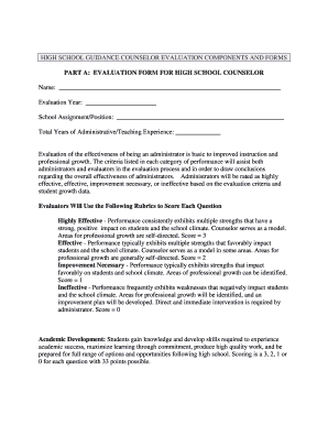 High School Guidance Counselor Evaluation Form