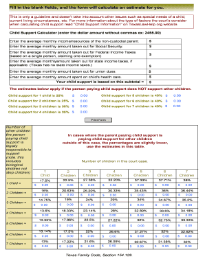 Texas Child Support Calculator