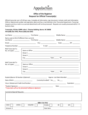 Request for Official Transcript