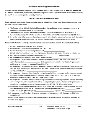 Residence Status Supplemental Form