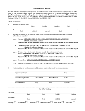 North Carolina Name Change Statement