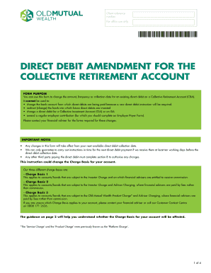 Direct Debit Amendment for Collective Retirement Account