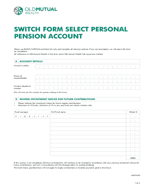 Old Mutual Wealth Pension Account Switch Form
