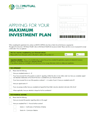Old Mutual Wealth Investment Plan Application
