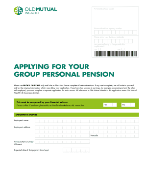 Group Personal Pension Application Form