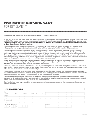 Risk Profile Questionnaire for Retirement