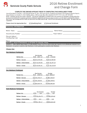Seminole County Retiree Enrollment Form