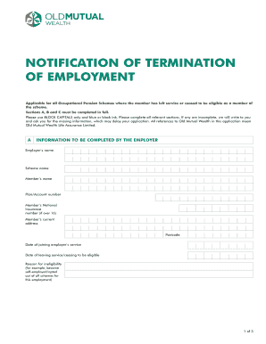 Notification of Termination of Employment