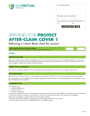 Old Mutual Wealth After-Claim Cover Application