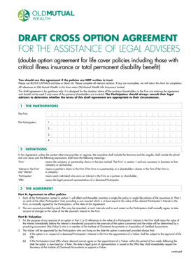 Cross Option Agreement for Life Cover Policies