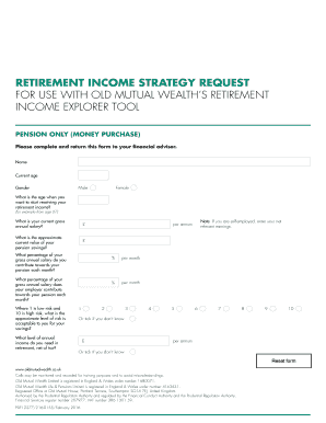 Retirement Income Strategy Request Form