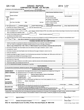 Grand Rapids Corporation Income Tax Return