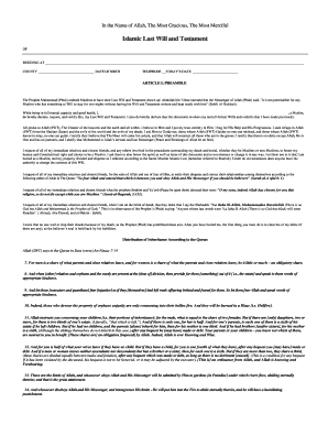 Islamic Last Will and Testament