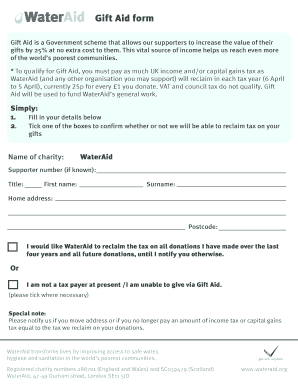 Gift Aid Declaration Form