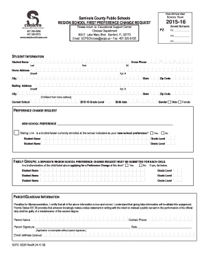 Seminole County School Year Preference Change Request