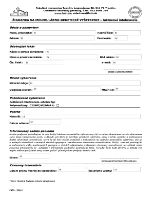 Request for Molecular-Genetic Testing - Lactose Intolerance