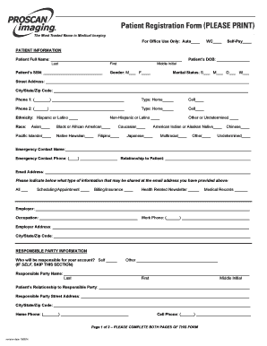 Patient Registration Form for Medical Imaging
