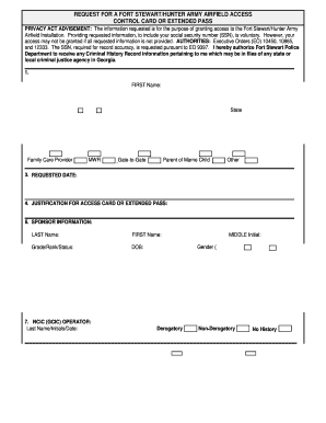 Fort Stewart Access Control Card Request