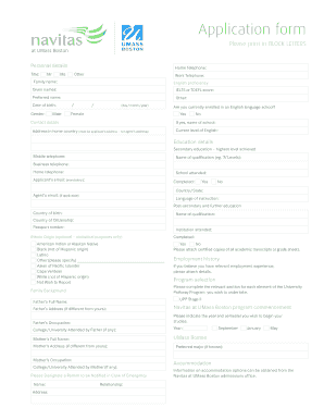 Navitas at UMass Boston Application Form