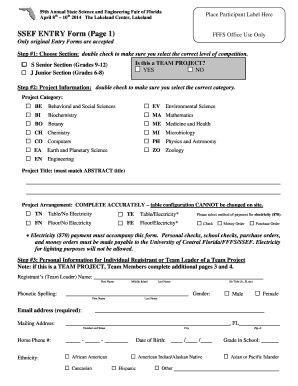 SSEF Entry Form
