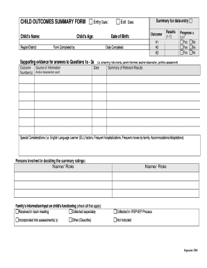 Child Outcomes Summary Form