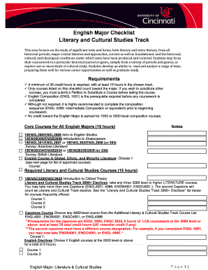 English Major Checklist